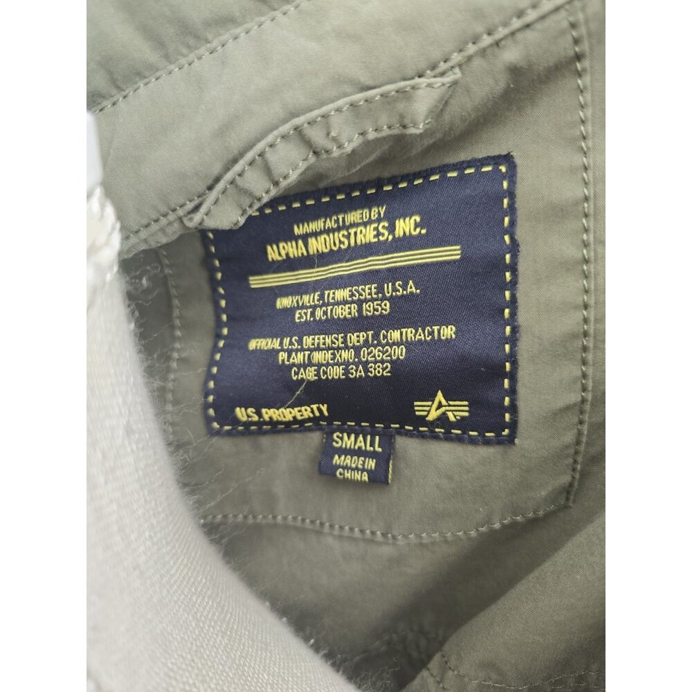 Alpha Industries Army Green Utility Jacket S Small Zip Up Hooded Military Cargo - Picture 6 of 12